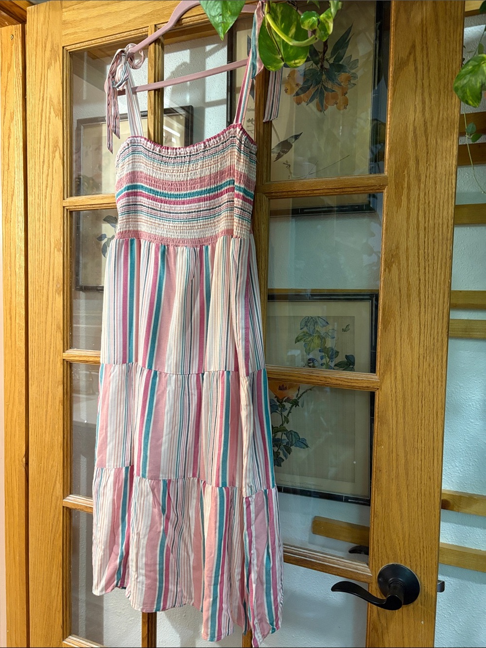 Striped Pink Multi-Color Tiered Sundress
